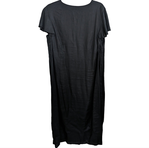 INC Black lined side zip crossover bust linen maxi dress Size 24W EUC - Picture 2 of 7